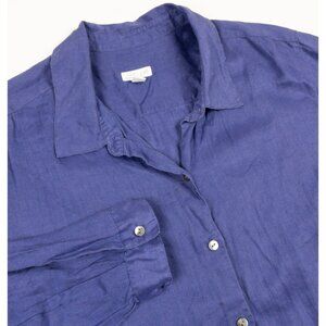 J.Jill Love Linen Essential Shirt Women's 3X Plus Violet Blue Button-Up Top